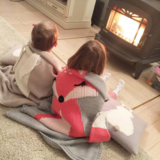 HKM-869715 Three-Dimensional Fox Shaped Baby Blanket - Soft Cotton and Polyester, 73x110cm