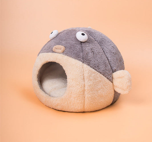 HKM-873875 Cat House Plus Velvet To Keep Warm Pufferfish Nest Pad For All Seasons