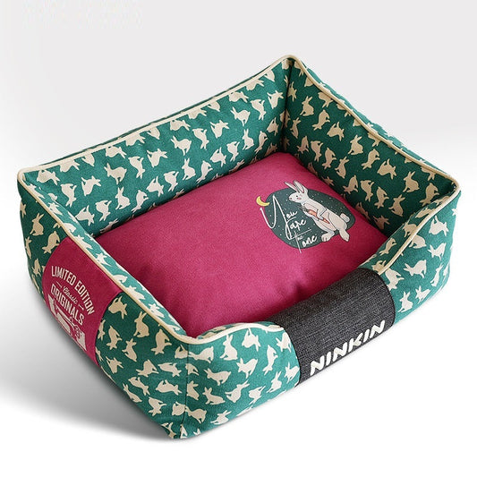 HKM-874771 Jarre Aero Bull Dog Bed in Red, Blue, and Green Rabbit - Small, Medium, and Large Sizes Available