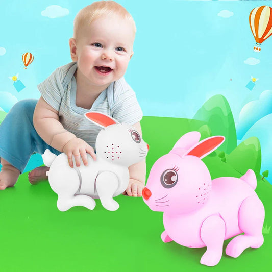 HKM-875731 Electric Jumping Rabbit Toy for Kids, Musical and Light-Up Interactive Simulation Animal, Ideal for Ages 2-4