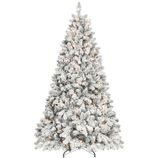 HKM-877907 Mixed Flocked PVC Christmas Tree with Pine Cones and UL Warm Lights - Multiple Heights Available