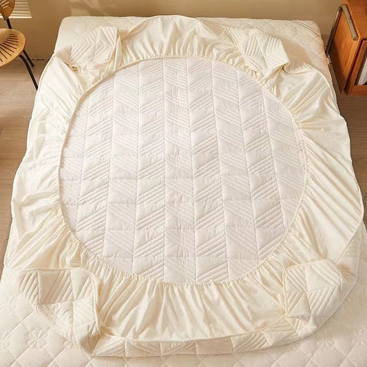 HKM-878931 Pure Cotton Quilted Mattress Protector, Thickened and Anti-Mite, 360° All-Inclusive Design