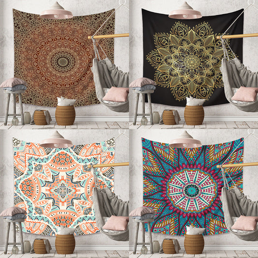 HKM-880403 Bohemian Mandala Tapestry - Polyester Fiber, Multiple Sizes Available