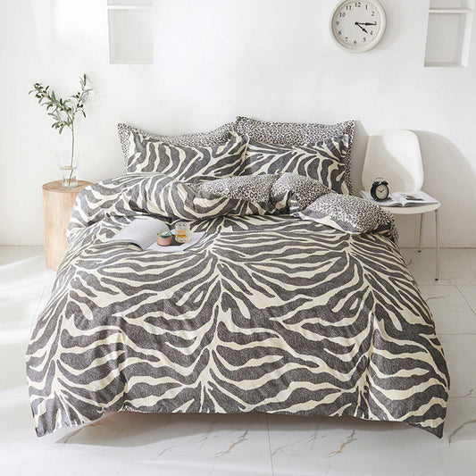 HKM-885011 Modern Geometric Double Bed Sheet Set - Soft Cotton and Polyester Combo