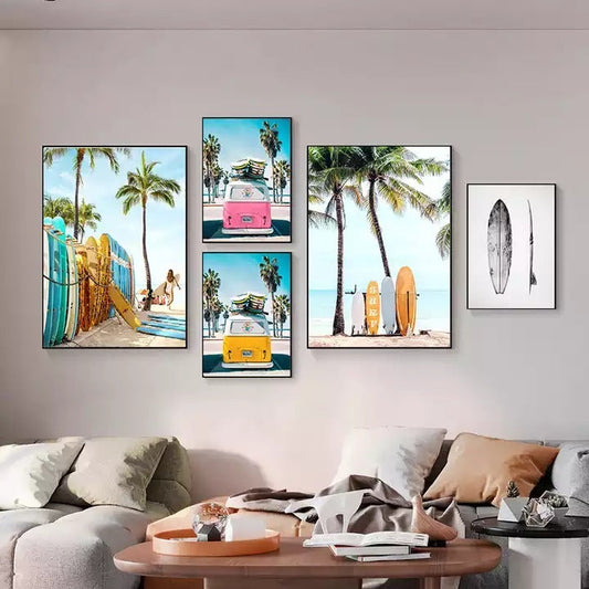 HKM-885779 Seaside Landscape Canvas Art for Living Room and Bedroom Decor