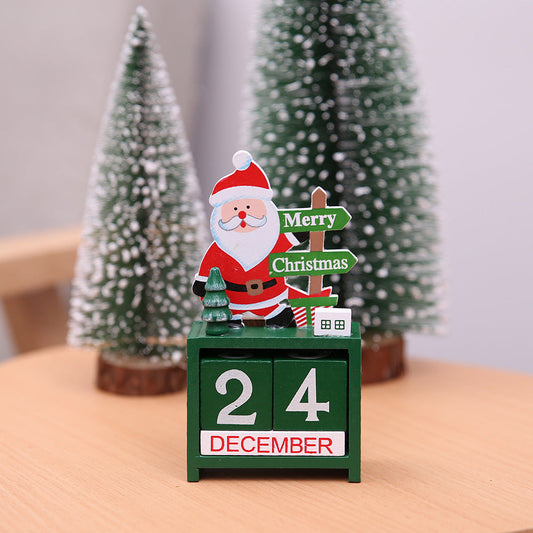HKM-886291 Wooden Christmas Calendar Decoration - Snowman & Elk Design, 7x3.5x14 cm