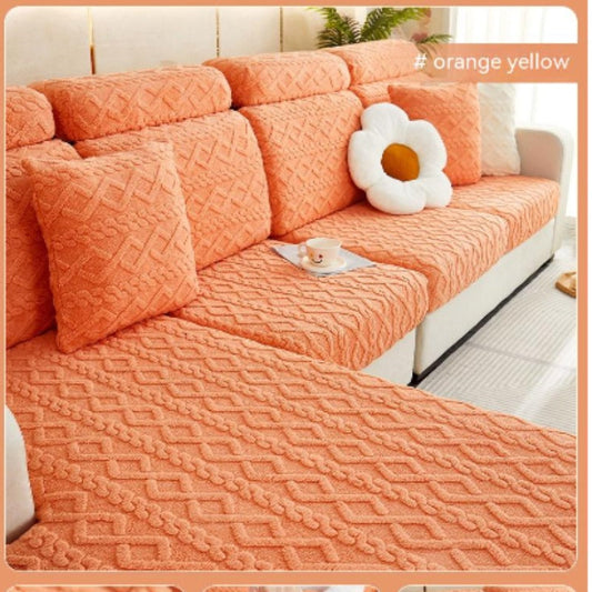HKM-890451 Plush Stretch Slipcover for Sofas with Anti-Slip and Thermal Insulation Features - Multiple Sizes and Colors Available