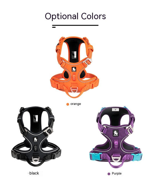 HKM-890643 Reflective Dog Harness with Hand Holding Rope - Adjustable Sizes for Small to XL Dogs