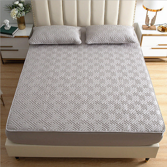 HKM-895699 Quilted Solid Color Cotton Bedspread - Non-Slip Mattress Protector Cover - Modern Simple Design