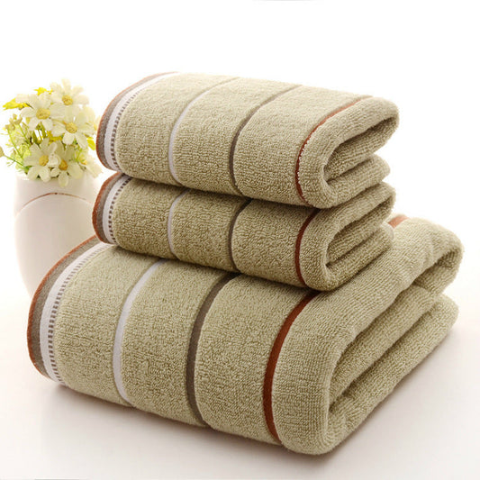 KTX-899923 Soft Cotton Three-Piece Towel Set with Elegant Embroidery - Multiple Colors and Patterns Available