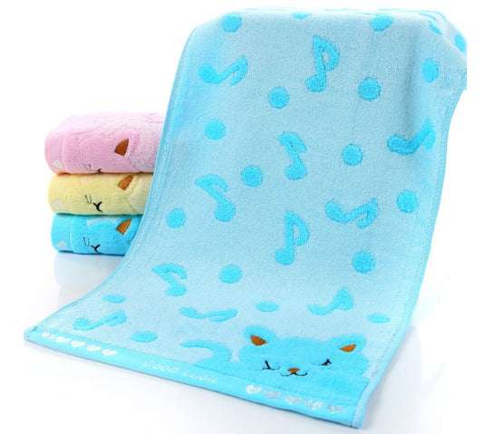 HKM-901075 Bamboo Fiber Kitten Face Bath Towels - Soft, Absorbent, Eco-Friendly 25x50CM