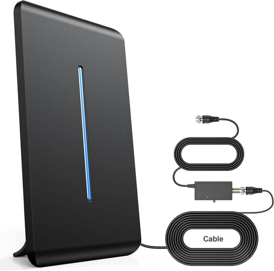 HKM-901843 Indoor Outdoor HDTV Antenna with Signal Booster, Long Range 2000 Miles, 4K1080P Support, 35ft Cable