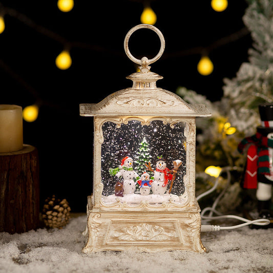 HKM-905555 Christmas Music Box with Crystal Ball Decoration, Iron Hoop and Polyethylene Base, Plays Festive Tunes