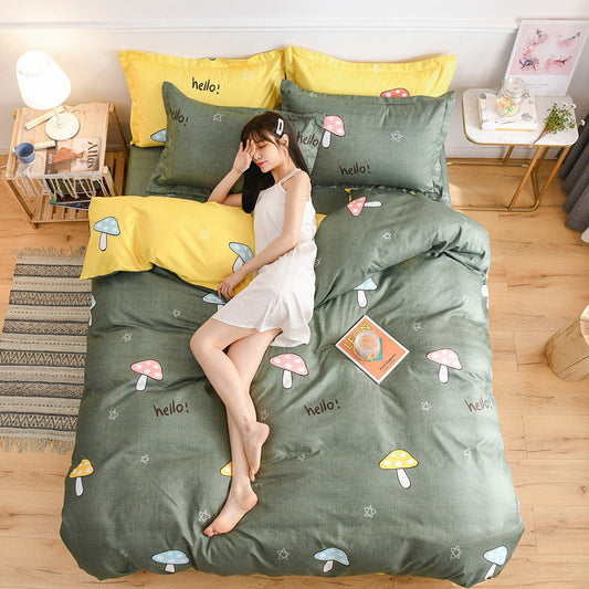 HKM-907411 Thickened Cotton Quilt Cover Set in Garden Flower Design