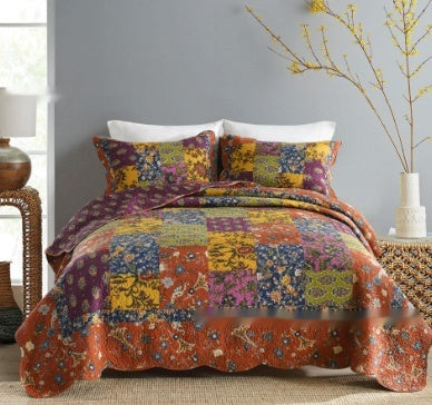 HKM-910547 American Floral Pure Cotton Bed Sheet Set - Three-Piece, 230x250cm & 250x270cm Options