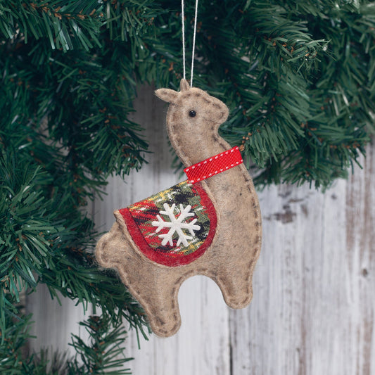 HKM-911507 Alpaca Christmas Tree Pendant Decoration Set - 4-Piece Assortment in Various Styles