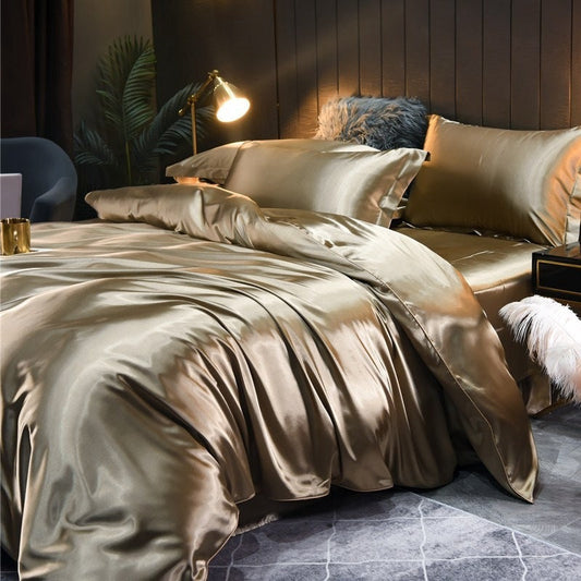 HKM-912851 Pure Color Washed Real Silk Quilt Cover Set - Four-Piece Collection for Multiple Bed Sizes