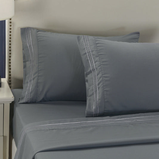 HKM-914963 Embroidered Frosted Pillowcase - Soft, Breathable Polyester, Multiple Colors Available