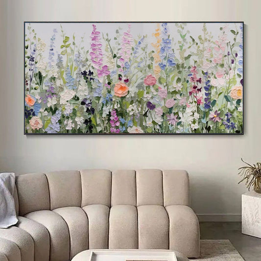 HKM-916243 Hand-painted Flower Oil Painting on Canvas – Decorative Retro Abstract Art for Home and Office Decor