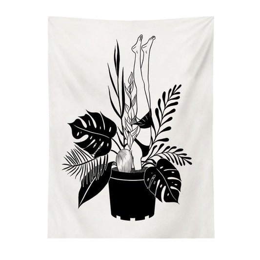 HKM-917139 Abstract Hand-Drawn Tapestry – 100% Polyester Fiber, Machine Washable, Brushed Style