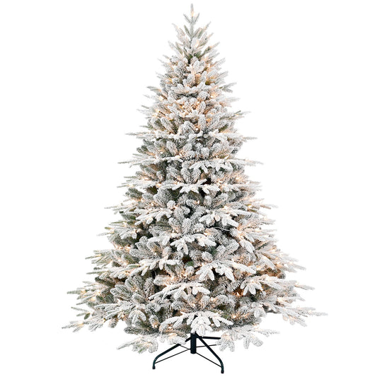 HKM-918739 Flocked PE/PVC Christmas Tree with Lights - 4ft to 9ft Options Available