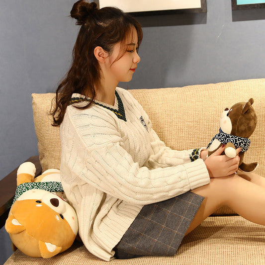 HKM-919443 Corgi Puppy Plush Toy Doll for Home Decoration - Available in Coffee and Brown Colors