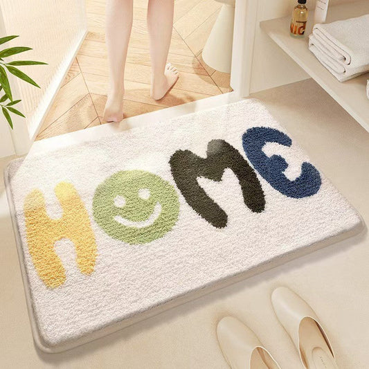 HKM-920019 Rainbow Sky Sea Pattern Cashmere Carpet Floor Mat with Plastic Bottom, Dirt-Resistant, Available in 40x60cm and 50x80cm