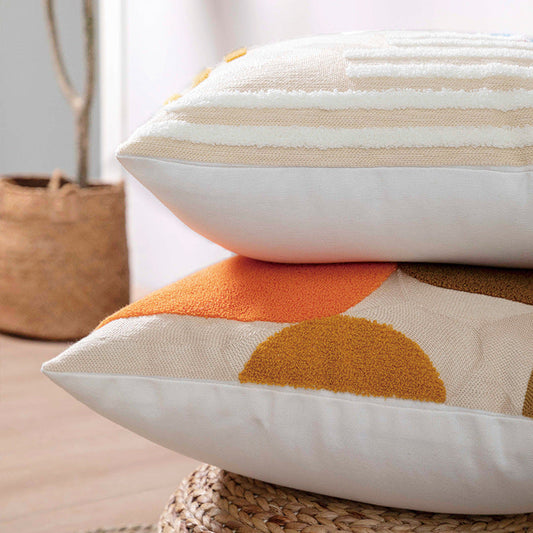HKM-921875 Embroidered Cotton Canvas Towel Pillowcase with Stripes for Modern Living Spaces