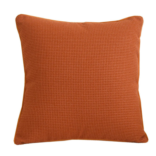 HKM-923027 Orange Plaid Cotton and Linen Cushion Cover with Geometric Design, 45x45cm