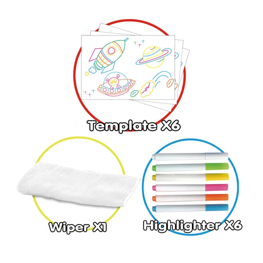 HKM-925011 Luminous Educational Drawing Board for Kids - Reusable Magic Color Art Toy, Ages 5-7