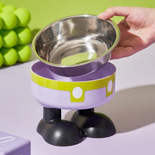 HKM-925075 High Platform Stainless Steel Cat Bowl with Anti-Tumble Design