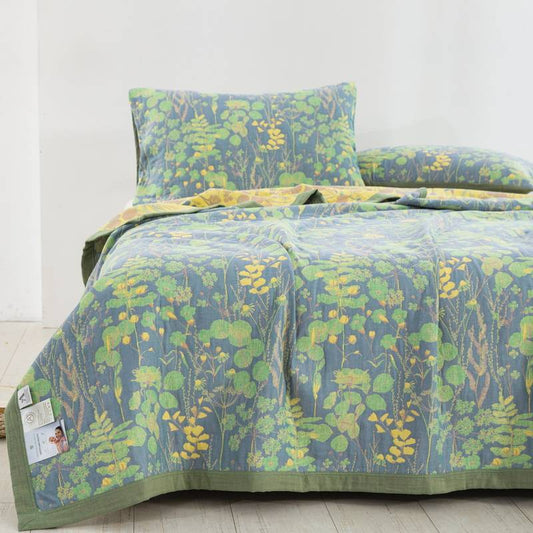 HKM-925203 Multifunctional Three-Layer Gauze Blanket with Pillowcase in Various Colors and Sizes