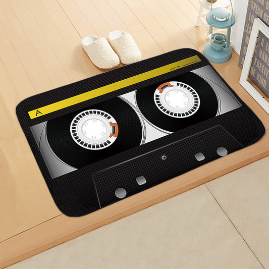 HKM-925587 Colorful Music Vinyl Records Non-Slip Round Area Rug for Bedroom and Living Room