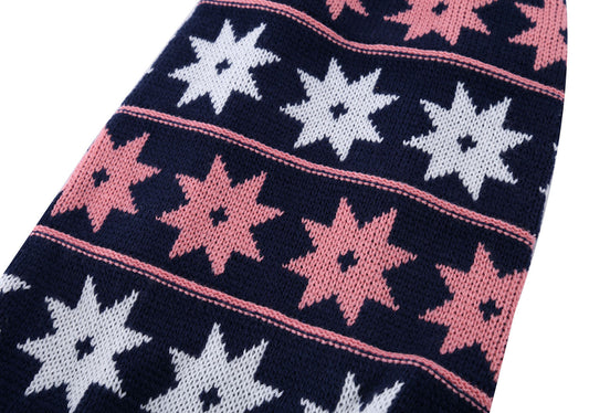 HKM-926227 Cozy Acrylic Dog Sweater Dress with Star Wave Design for Autumn and Winter