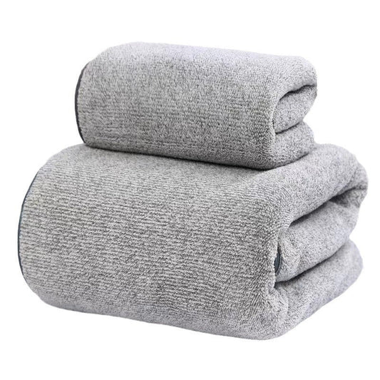 HKM-926931 Thick Coral Fleece Towels Set in Bamboo Charcoal Colors - Soft & Absorbent