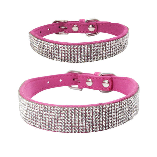 HKM-929363 Adjustable Suede Leather Dog Collar Leash Set