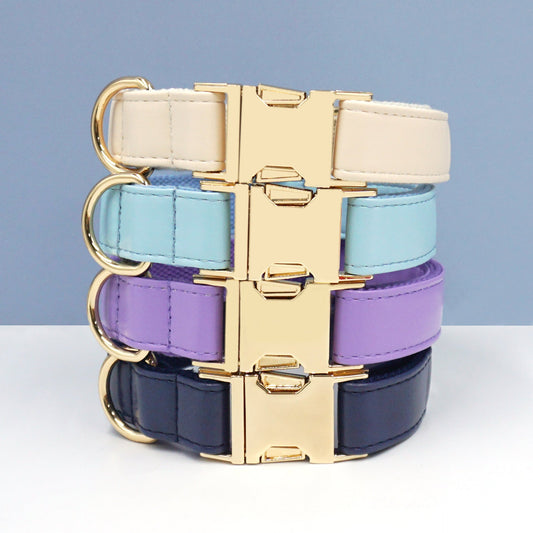 HKM-930515 Simple Color Blocking Household Velvet Pet Collar