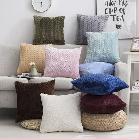 HKM-933395 Plush Sofa Pillowcase Set - 43x43cm with Pillow Core