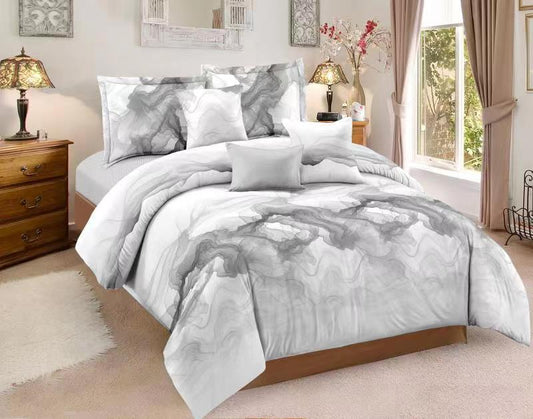 HKM-934419 Abstract Art Ink Quilt Cover Set with Pillow Cases in Various Sizes
