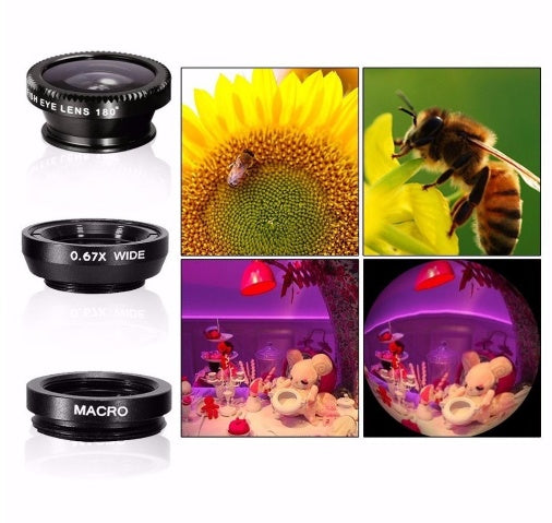 HKM-935635 12X Telephoto Mobile Lens with Wide Angle and Macro - Fisheye Attachment and Selfie Stick
