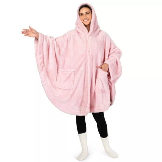 HKM-936979 Thickened Hooded Cloak Bathrobe for Home and Hotel Use in Pink, Dark Gray, or Black
