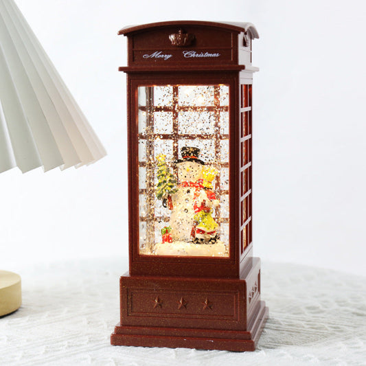 HKM-940627 Christmas-Themed Music Box Ornament - American Country Style with Telephone Booth Designs