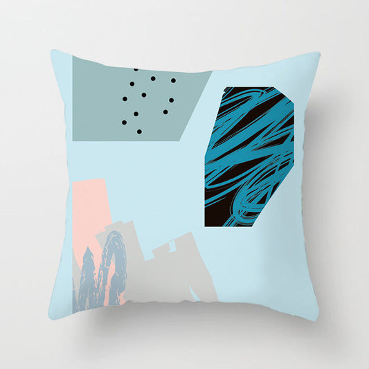HKM-942995 Geometric Abstract Peachskin Decorative Pillowcase - 45x45cm for Home Decor