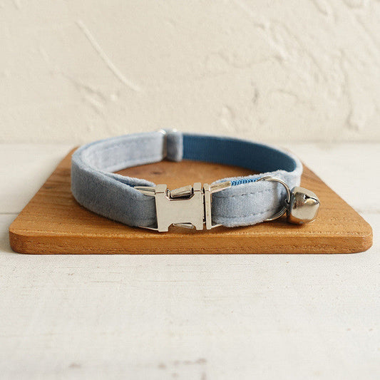 HKM-943187 Soft Sky Blue Velvet Cat Collar - Comfortable and Stylish Design