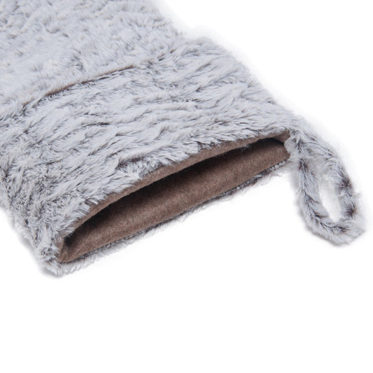 HKM-944083 Fluffy Gray Christmas Stocking Decoration Pendant - 29x44x3cm Fleece Socks