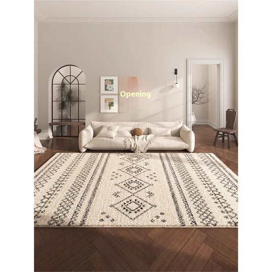 HKM-947411 Geometric Pattern Polyester Fiber Artificial Cashmere Carpet in Persian Gulf Colors