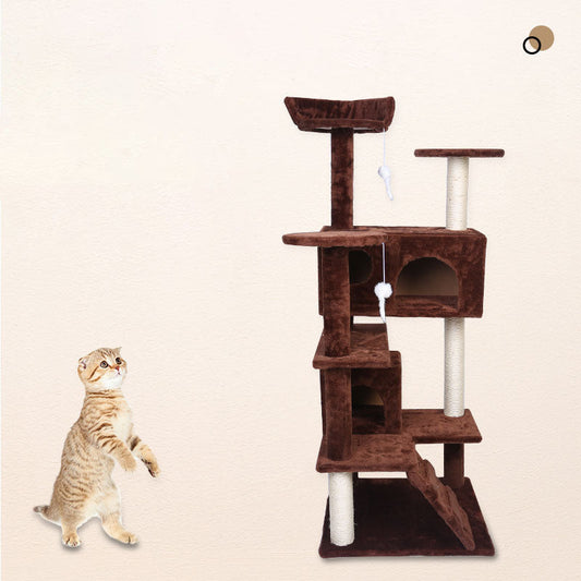 HKM-950227 Luxury Cat Climbing Frame with Sisal, Plush, and Density Board - Multi-Level Play and Resting Area for 1-3 Cats