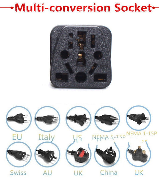 HKM-950419 Multi-Function Conversion Plug for Panel Socket – 5 Holes, 10A, 250V, PVC Material, Black & White