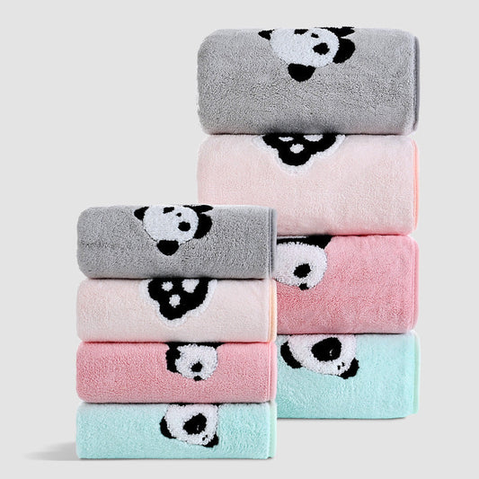 HKM-952787 Coral Velvet Panda Embroidery Towel Covers - Soft, Absorbent, Multiple Colors Available