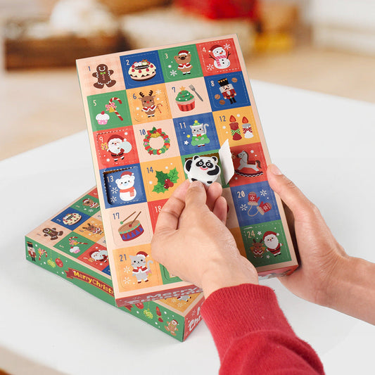 HKM-955795 24-Grid Christmas Gift Box with Surprise Calendar Design, 25x17x4 cm